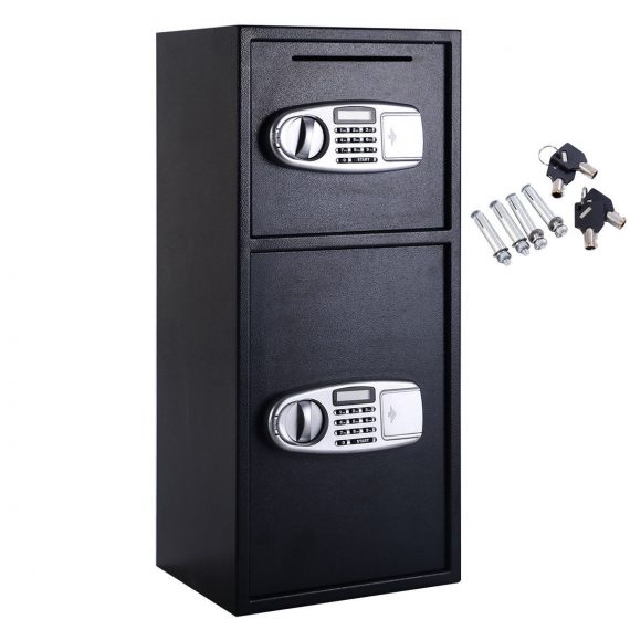 2-Doors-Heavy-Duty-Steel-Digital-Safe-Box-Compartments-Lock-Keypad-Deposit-Slot-0