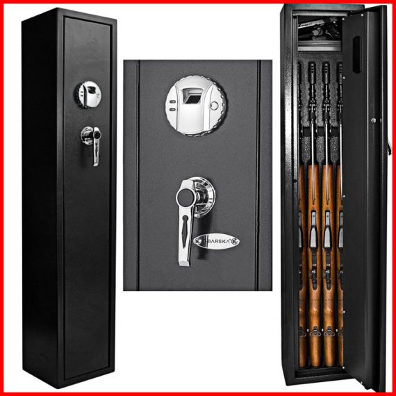 Biometric-Rifle-Safe-Quick-Access-Gun-Cabinet-Storage-Box-Heavy-Duty-Steel-Black-0