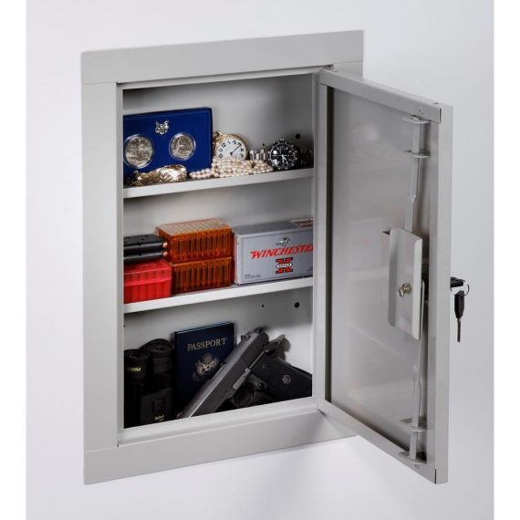 Concealable-Wall-Mount-Locking-Security-Gun-Cabinet-Safe-with-Three-Tier-Shelves-0