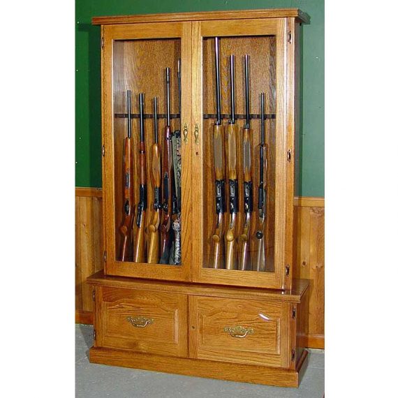 Scout 910 Gun Cabinet – Solid Oak – 12-Gun