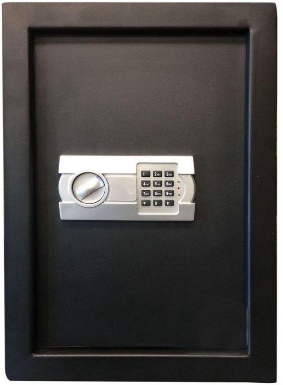 Wall-Safe-w-Electronic-Lock-Black-BUFFALO-058-cu-ft-safety-holder-money-cash-0