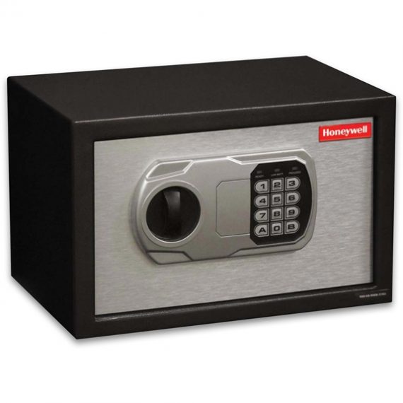 Honeywell 5102 Safe Small Steel Security Safe / .31 cu. ft. Capacity – Black/Brushed Aluminum